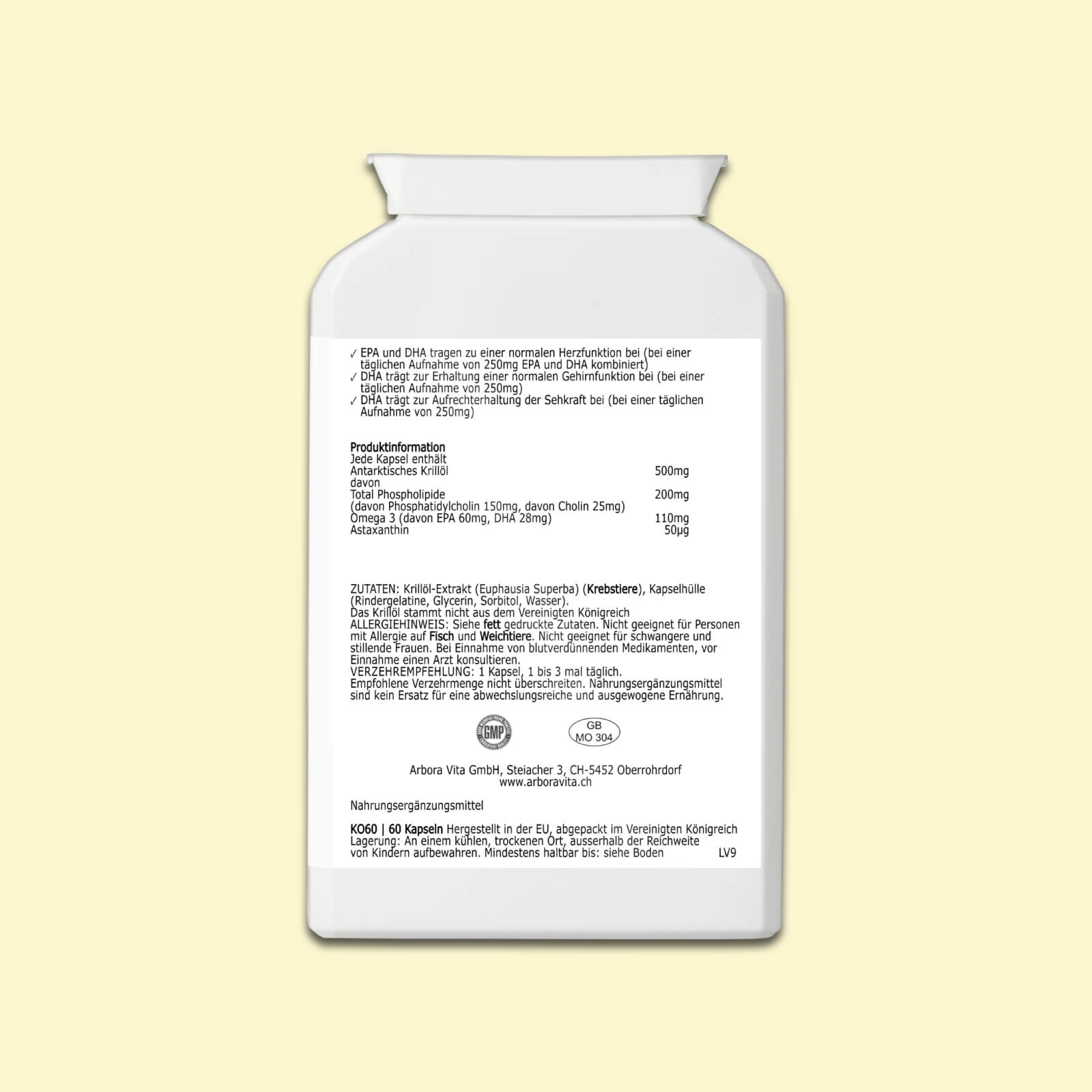 Zutaten und Nährwerte von Antarctic Krill Oil – hochwertiges Omega-3 aus Krillöl