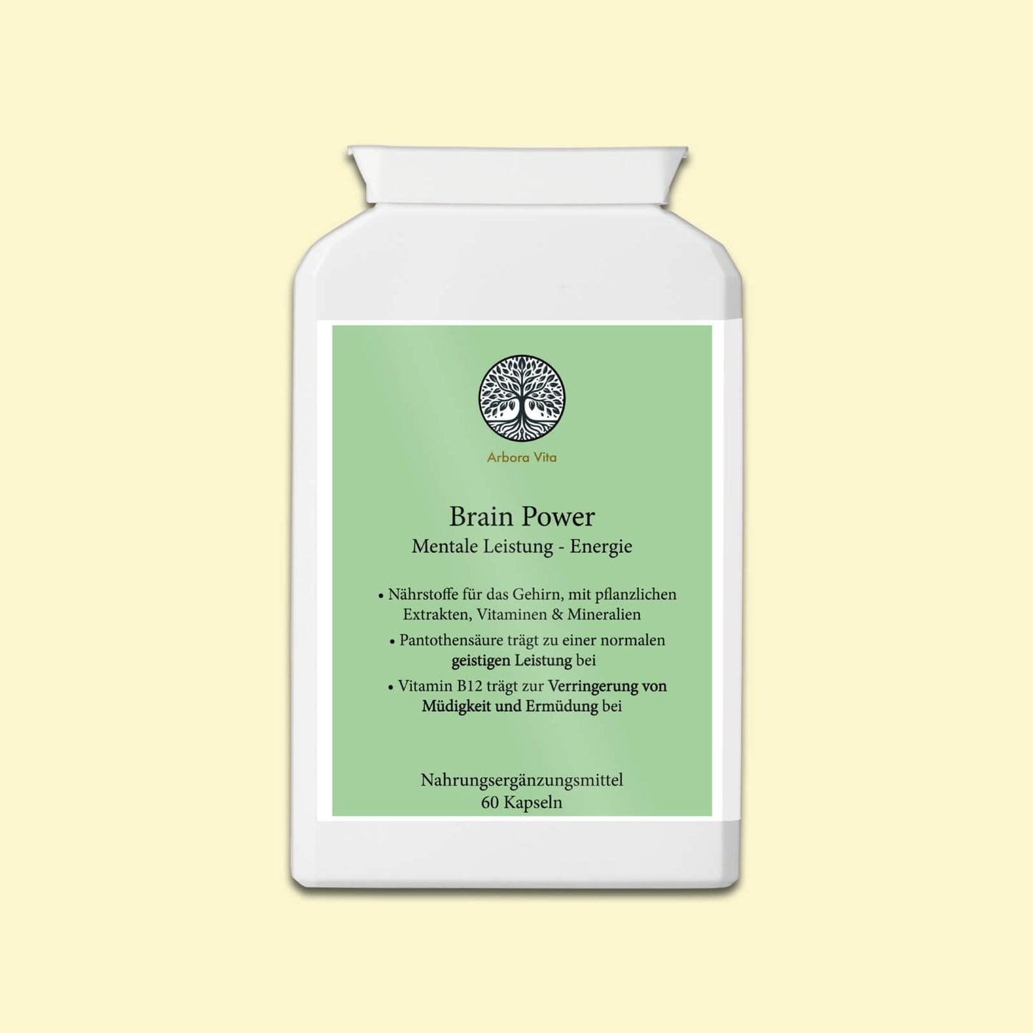 Brain Power – vegane Nahrungsergänzung mit 24 Inhaltsstoffen zur Unterstützung der mentalen Leistung