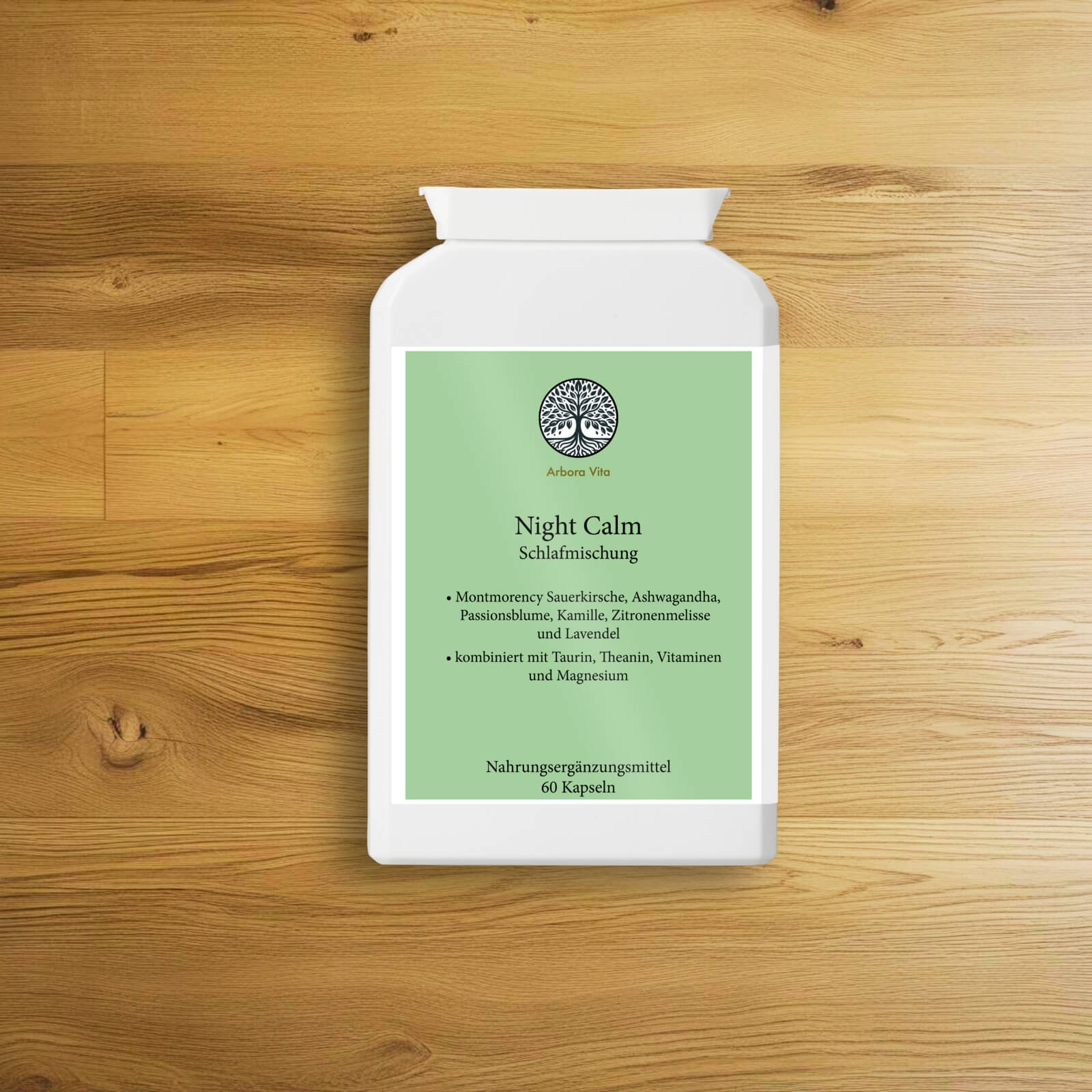 Night Calm – vegane Einschlafhilfe mit pflanzlichen Extrakten, Aminosäuren, Vitamin B-Komplex und Magnesium