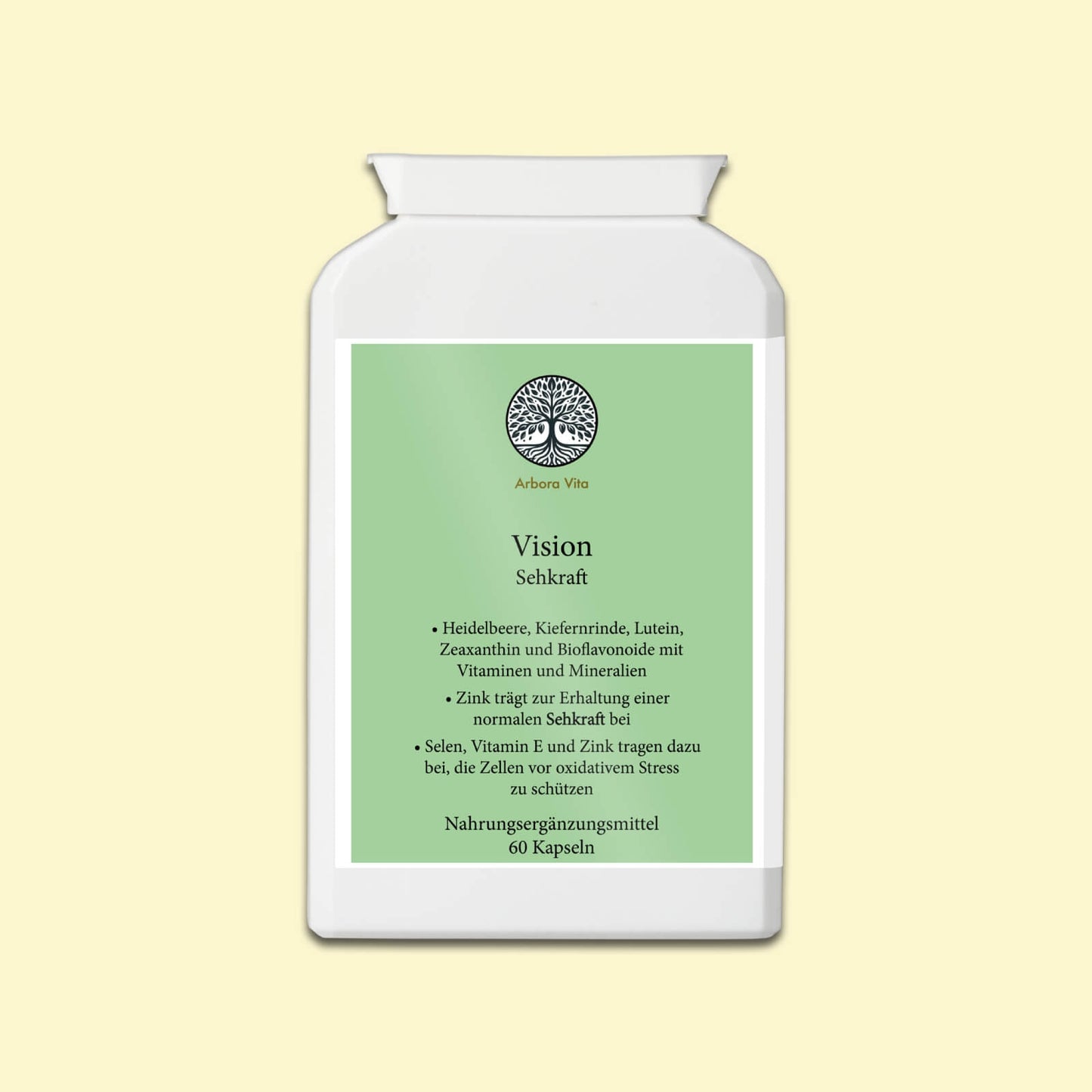 Vision – vegane Nahrungsergänzung zur Unterstützung der Sehkraft mit Kiefernrinde, Heidelbeere und Citrus-Bioflavonoiden