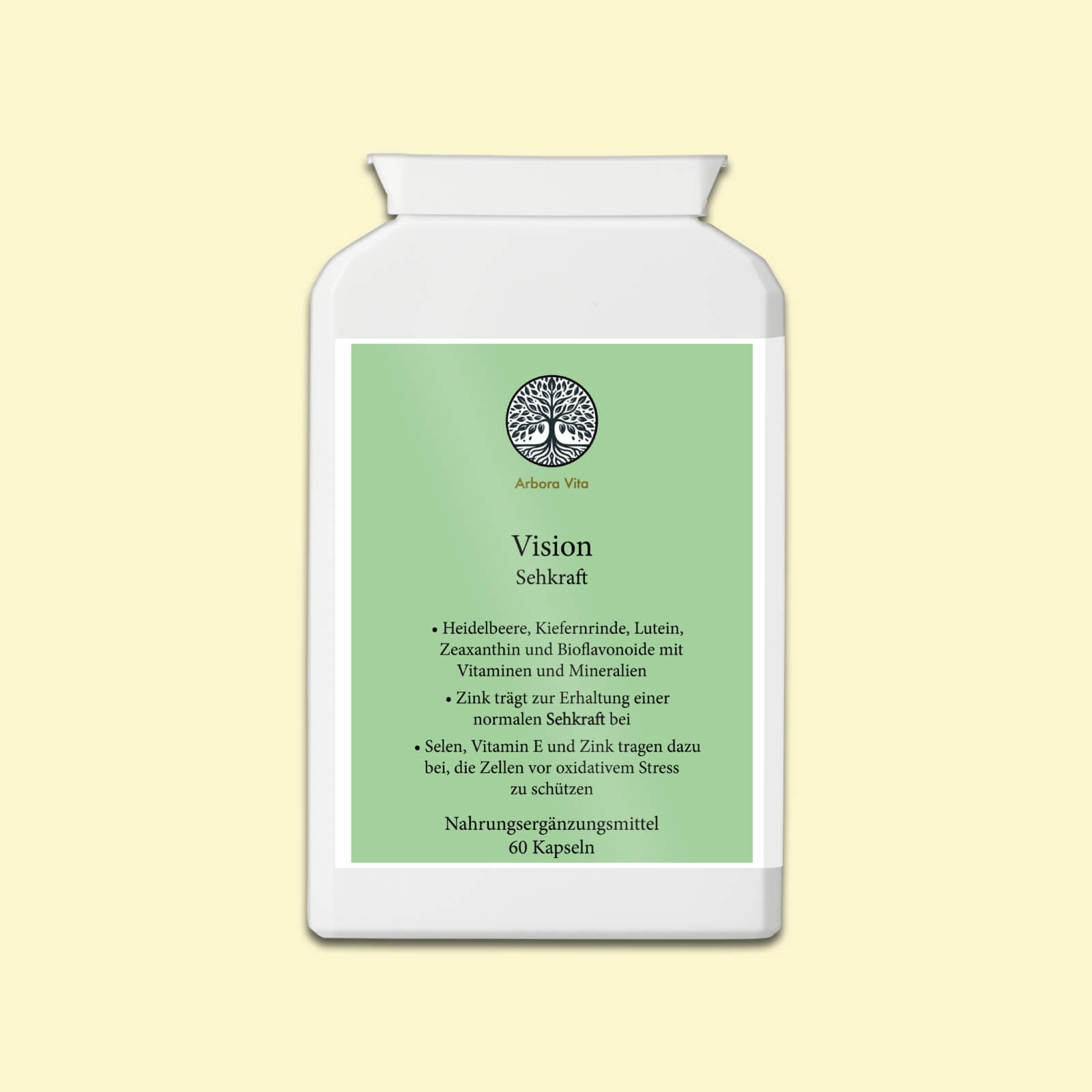 Vision – vegane Nahrungsergänzung zur Unterstützung der Sehkraft mit Kiefernrinde, Heidelbeere und Citrus-Bioflavonoiden